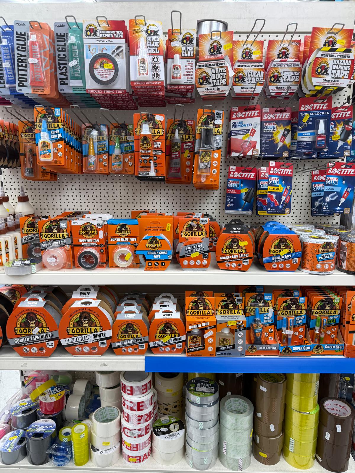 Gorilla tape, Loctite and adhesives