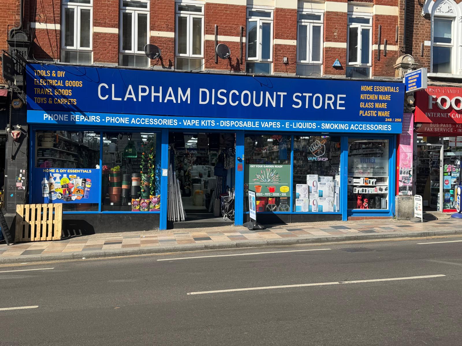 Clapham Junction Discount Store front on Lavender Hill